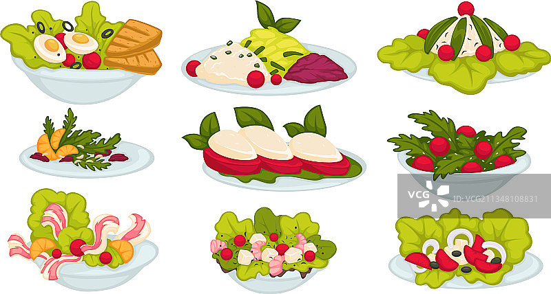 沙拉和绿色蔬菜的健康食品图片素材