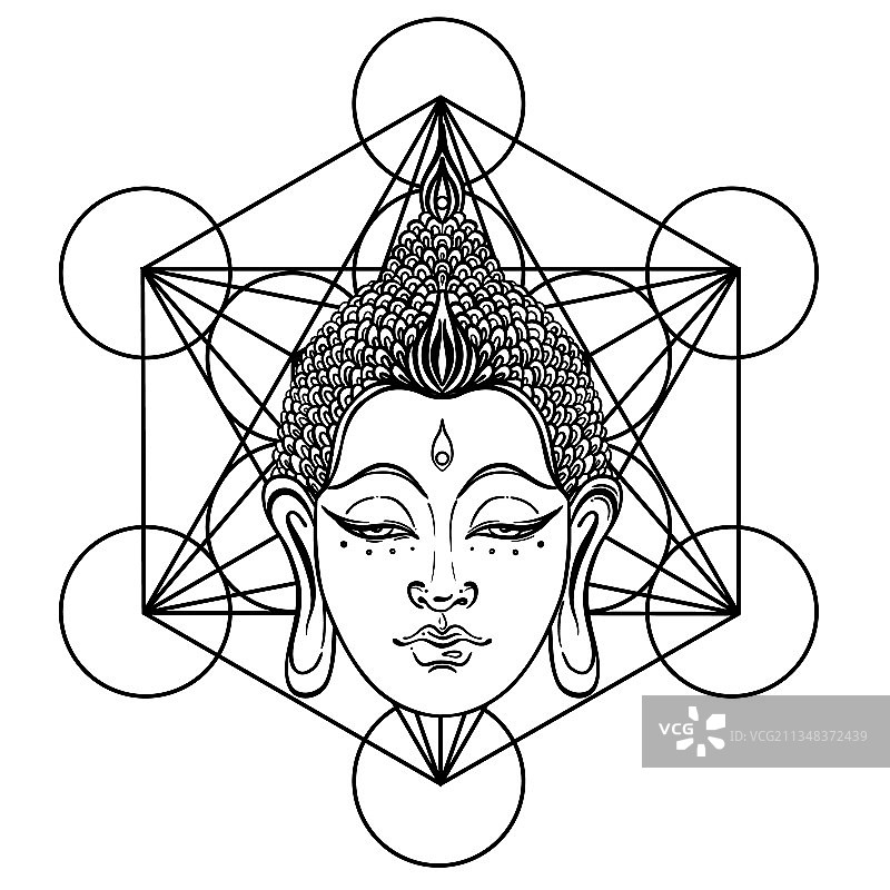 佛祖面对神圣的几何图案秘传图片素材