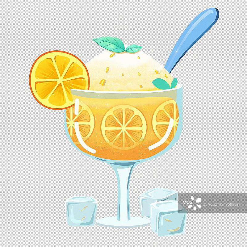 夏天节气创意食物冰块橙子冰沙素材图片素材