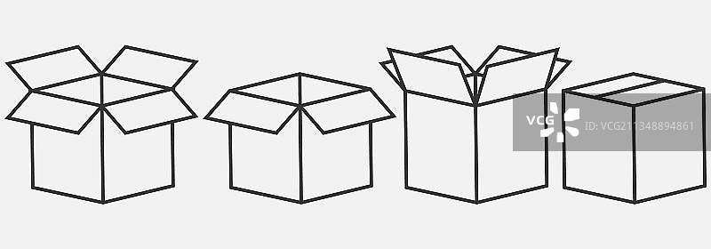 一套盒线图标包裹投递箱图片素材