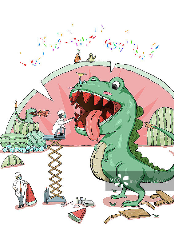 爱牙日恐龙卡通插画图片素材