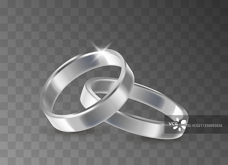 现实的3d银结婚戒指对闪耀图片素材