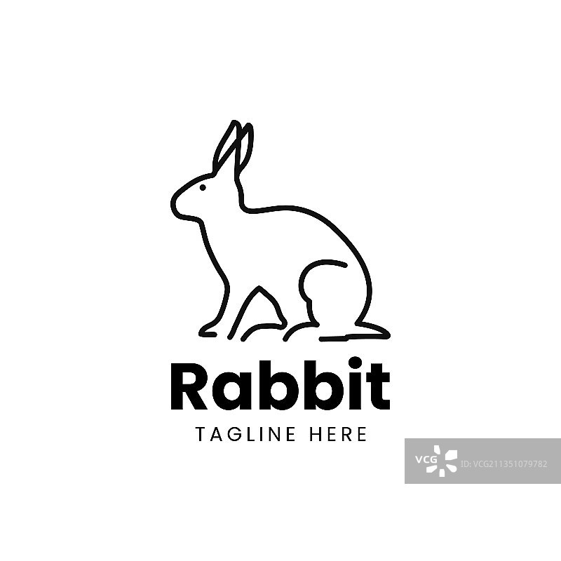 兔线艺术标志设计简约的线条艺术图片素材