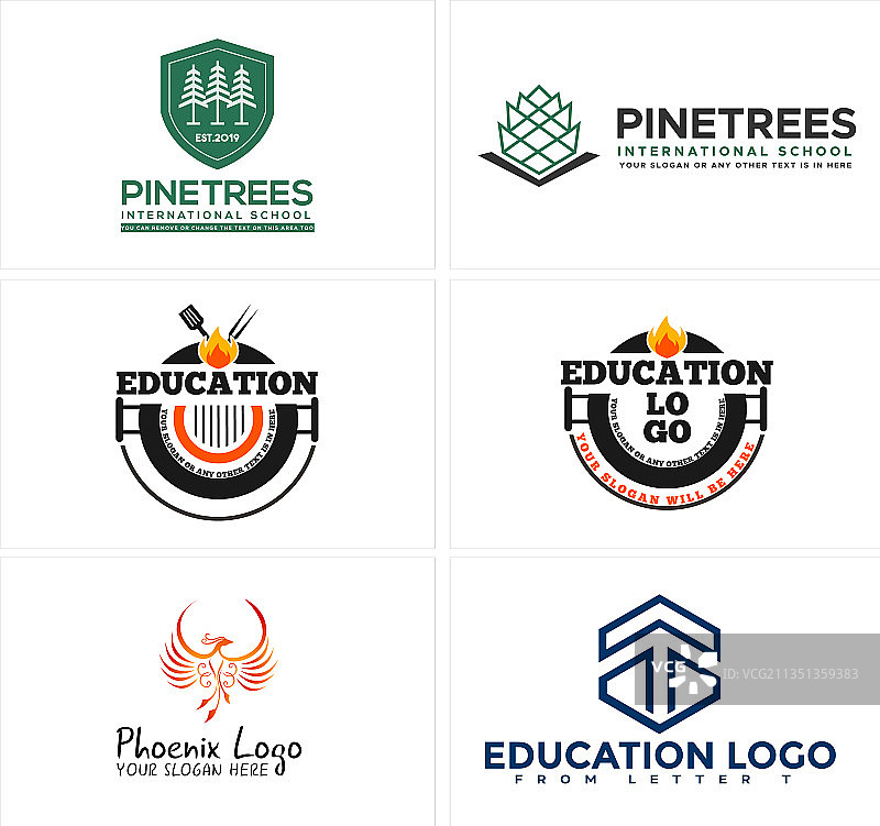 徽章、烤架、火树和凤凰教育标志图片素材