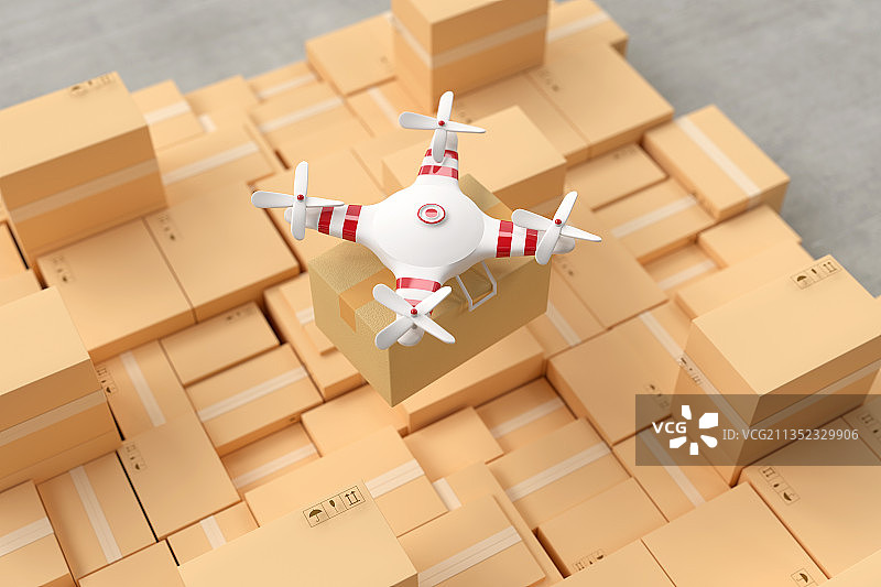 3D无人机运输货物图片素材