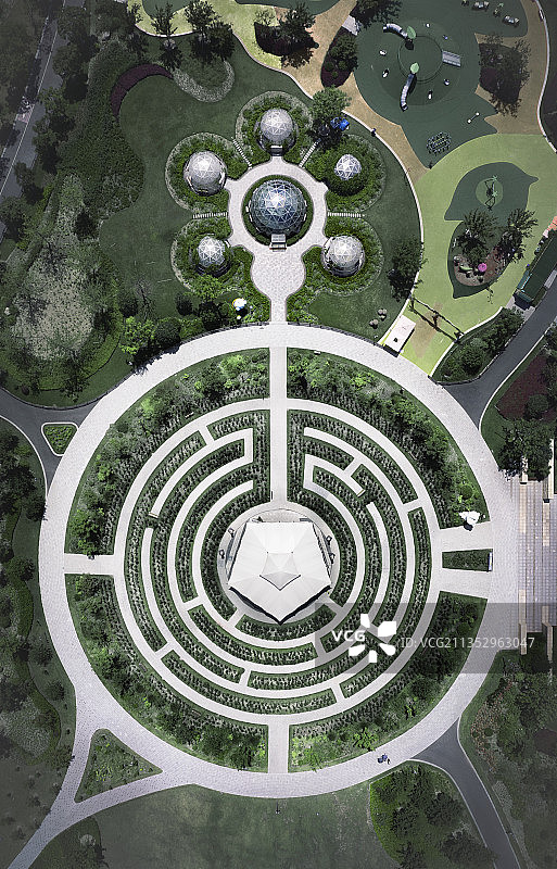 公园儿童游乐场迷宫传统迷宫八卦图绿色玩乐教育科学图片素材