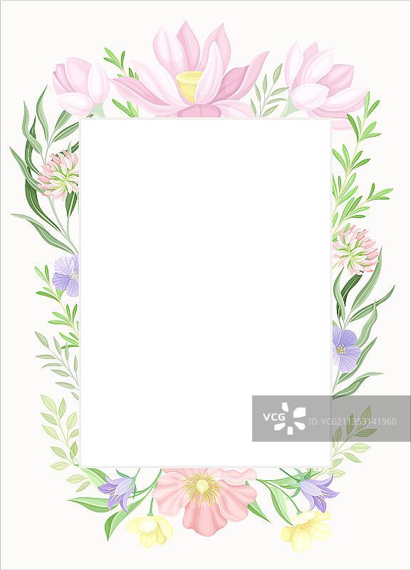卡片模板与长方形花卉框图片素材