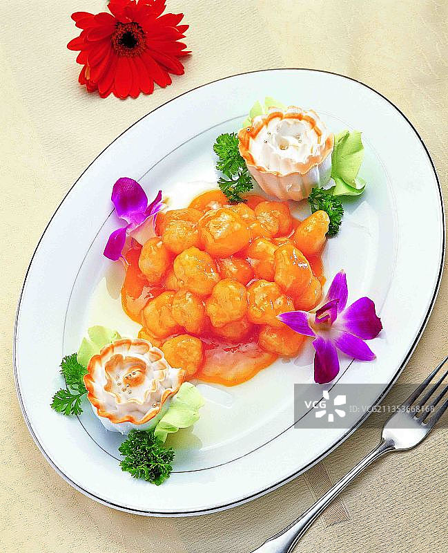 维C果肉焗虾脯，果蔬菜谱，甜点，美食图片素材