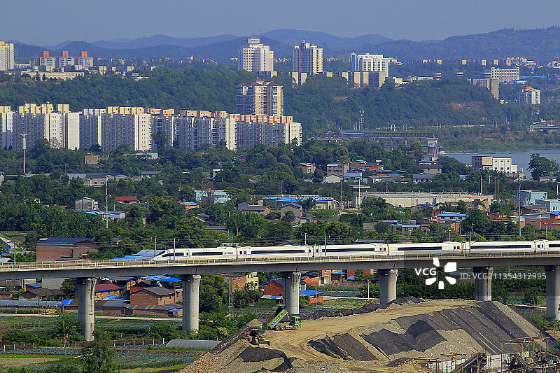 四川省绵阳市道路，铁路，户外，立交桥，交通，运输图片素材