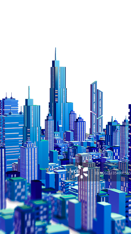 3D赛博朋克风格城市建筑群元素图片素材