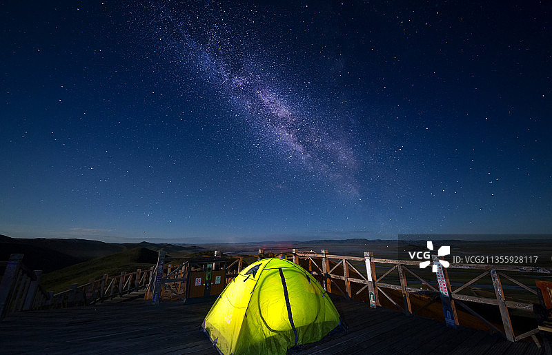 银河星空下的露营帐篷图片素材