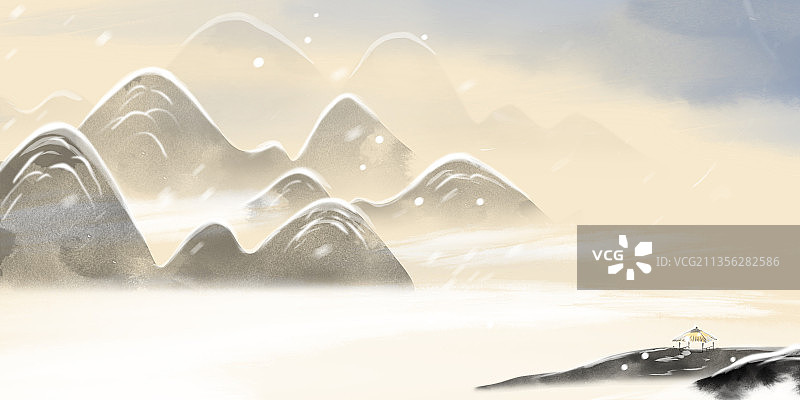 中国风水墨背景冬天节气小雪图片素材