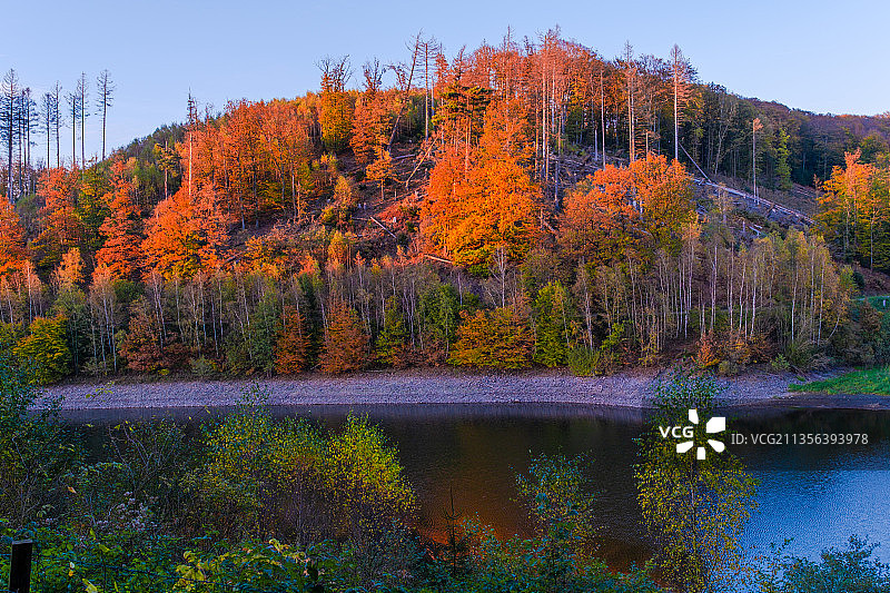 秋天的湖光山色图片素材