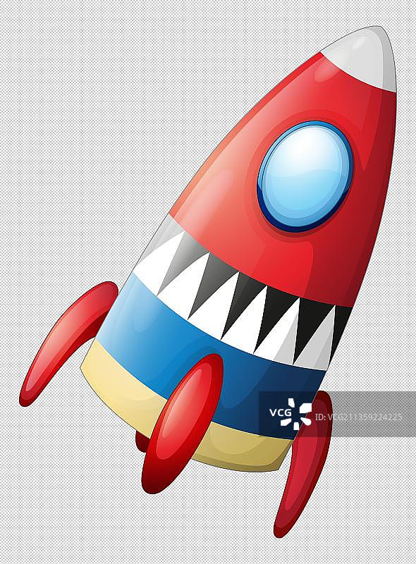 卡通红色火箭元素图片素材