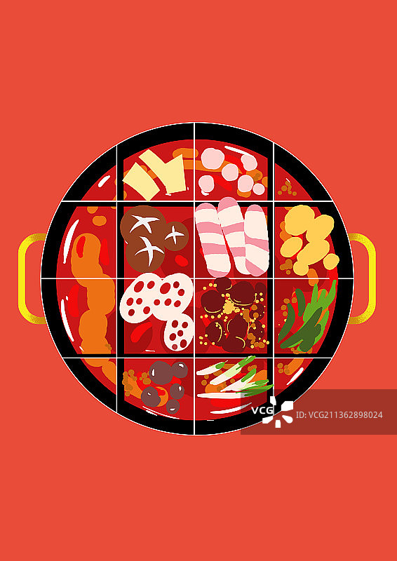 中国四川巴蜀饮食文化成都重庆九宫格火锅中华美食海报插画图片素材