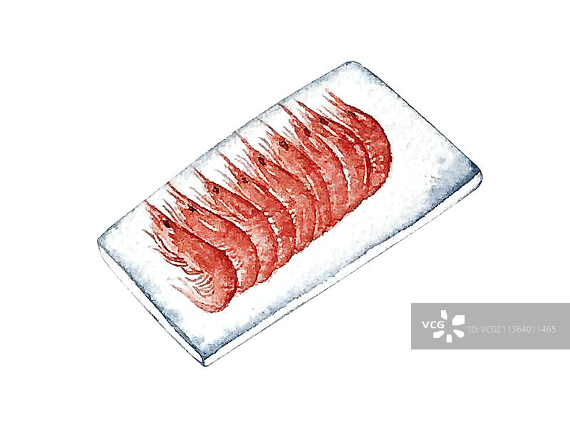 白灼虾水彩手绘插画菜肴图片素材
