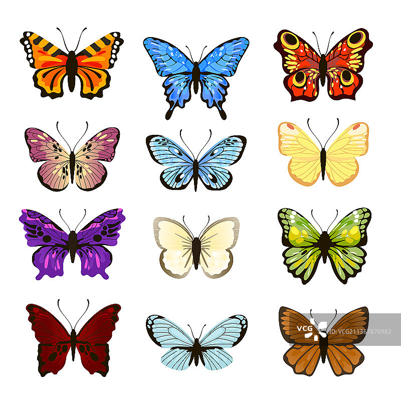 一组水彩蝴蝶图片素材