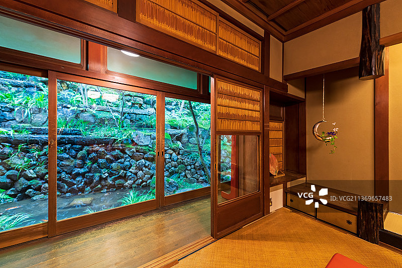 日本京都日式酒店房屋内部景观图片素材