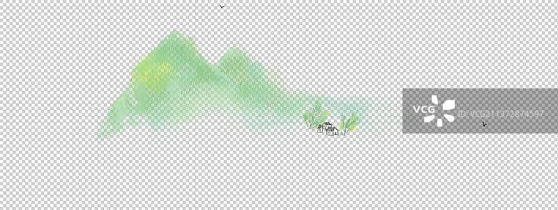水墨画绿色的山图片素材