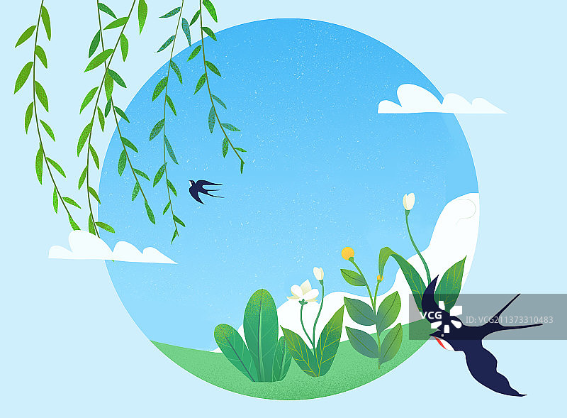 二十四节气春分春天景色燕子飞图片素材