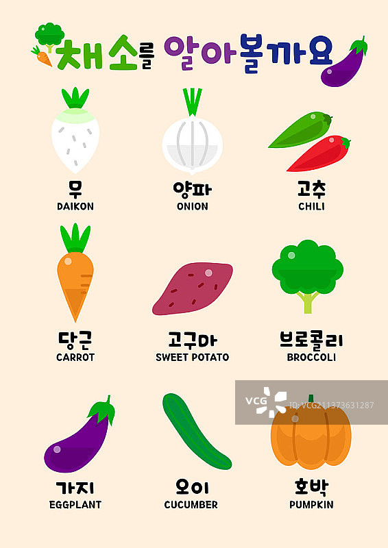 不同的蔬菜在米色背景向量图片素材
