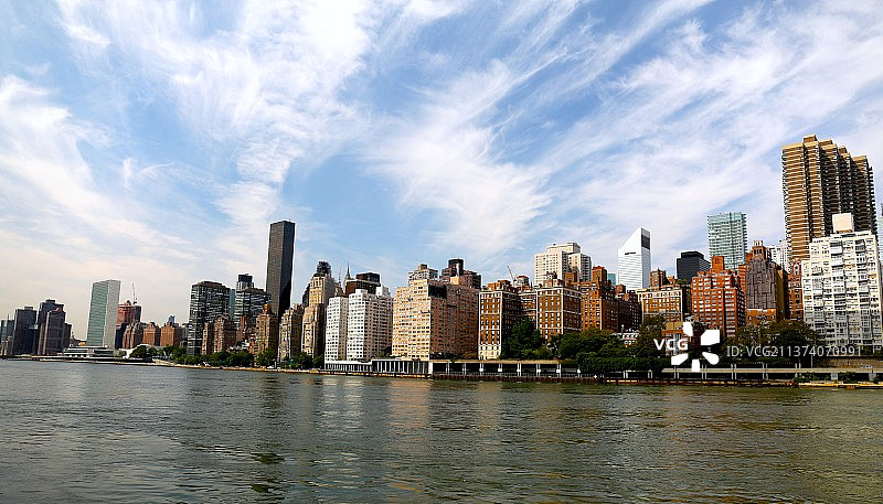 纽约，从罗斯福岛隔东河看曼哈顿图片素材