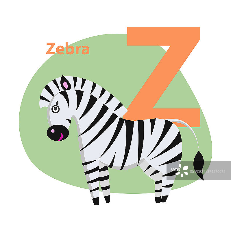 动物园ABC字母与可爱的斑马卡通图片素材