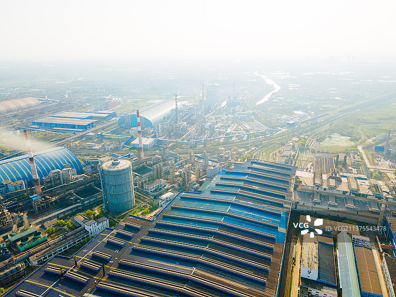 湖北省鄂州市鄂州钢铁厂鸟瞰图图片素材