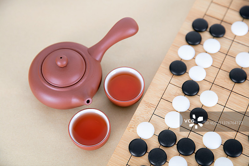 中国围棋和热茶饮品图片素材