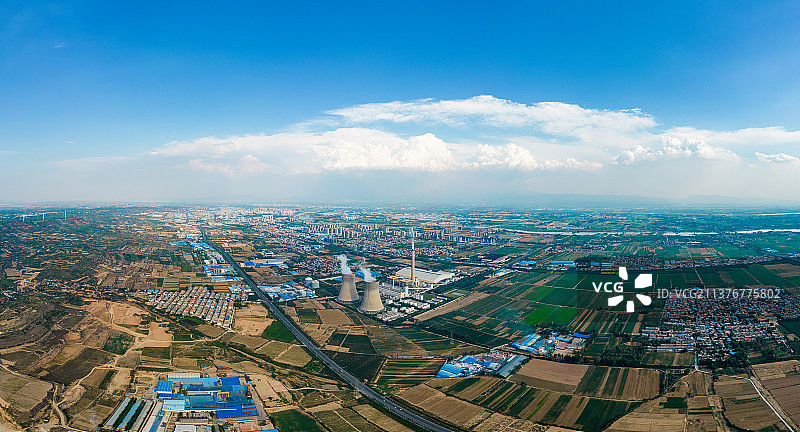 中国河南省洛阳市偃师市首阳山发电厂航拍风光图片素材