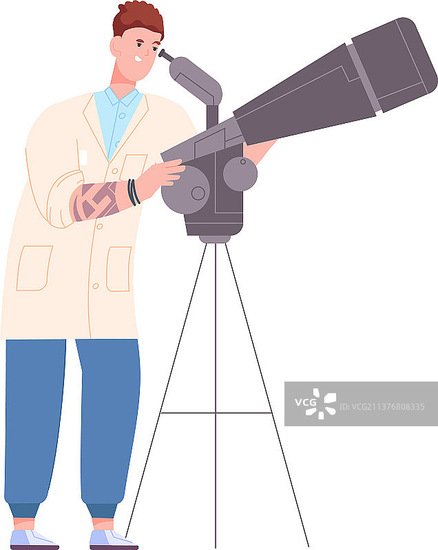 研究天文望远镜的人图片素材
