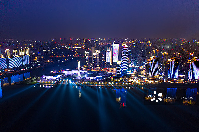 航拍湖南长沙城市夜景风光图片素材