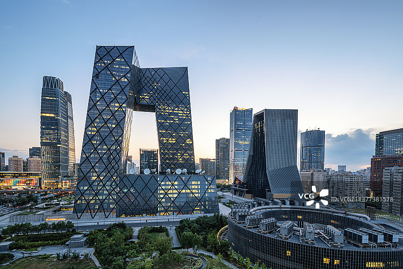 北京CBD建筑群夜景图片素材