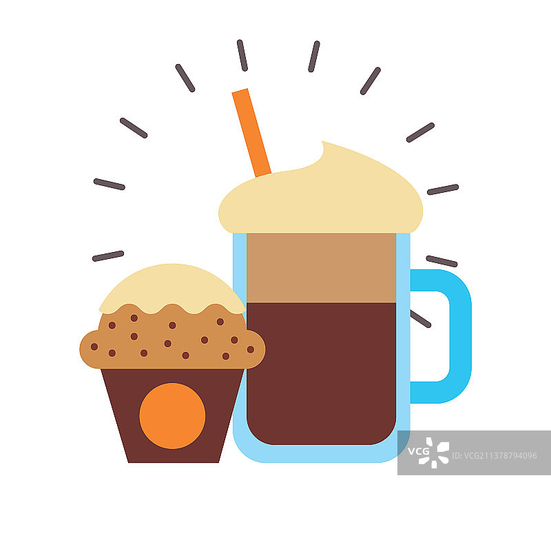 冰咖啡和松饼设计图片素材