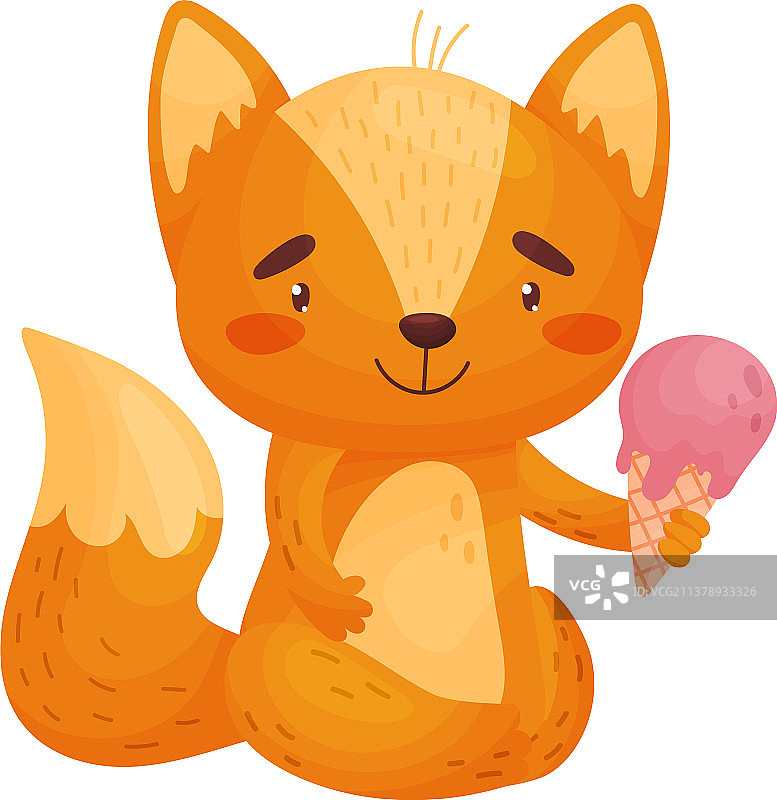 人性化的狐狸配冰淇淋图片素材