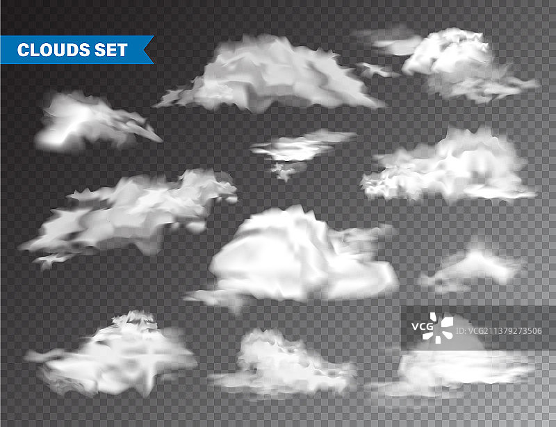 现实的云设置孤立的云图片素材