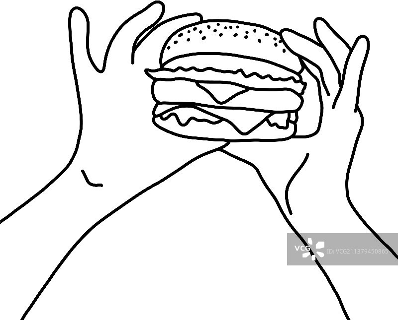 手拉手汉堡素描图片素材
