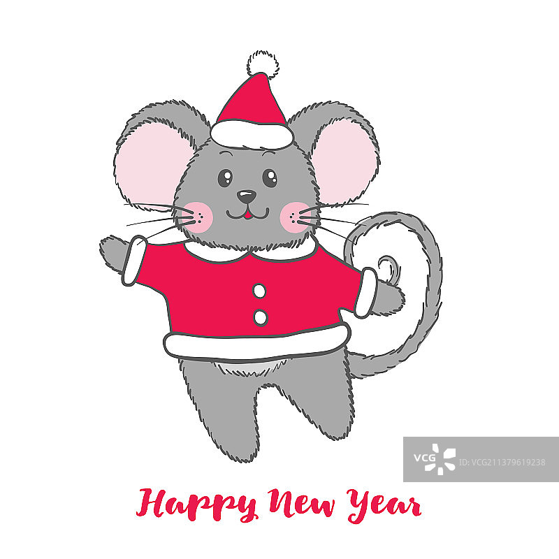 可爱的老鼠穿着圣诞老人的服装图片素材