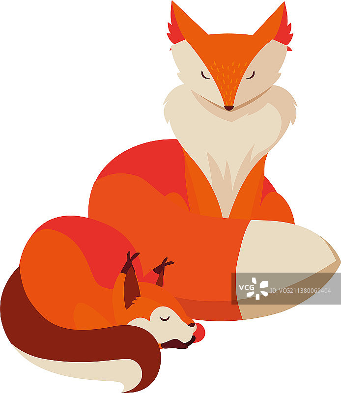 狐狸哺乳动物快乐秋季平设计图片素材