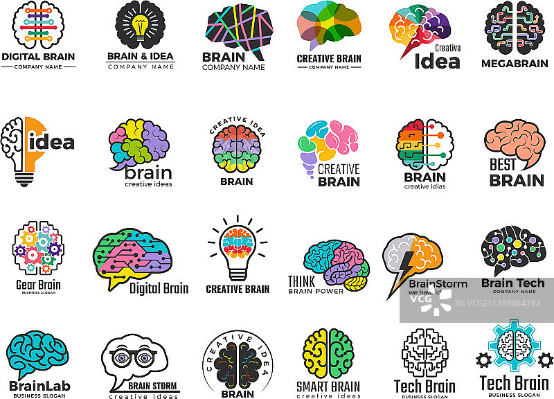 大脑标志着天才和科技的聪明头脑图片素材