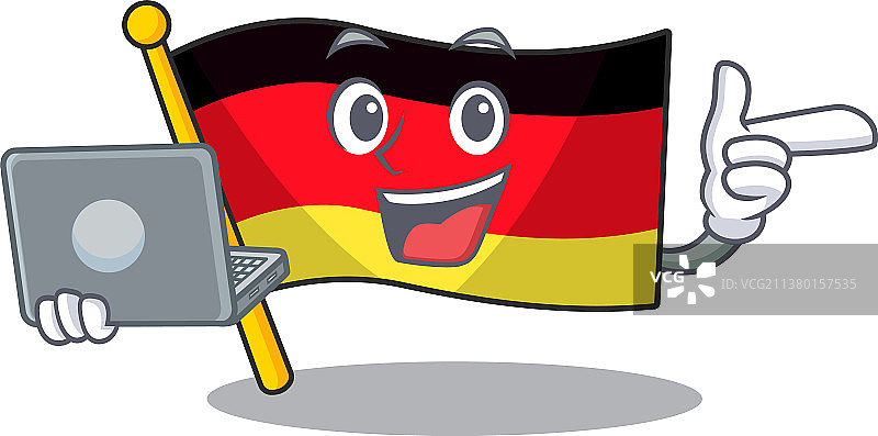 用笔记本电脑隔离了德国国旗卡通图片素材