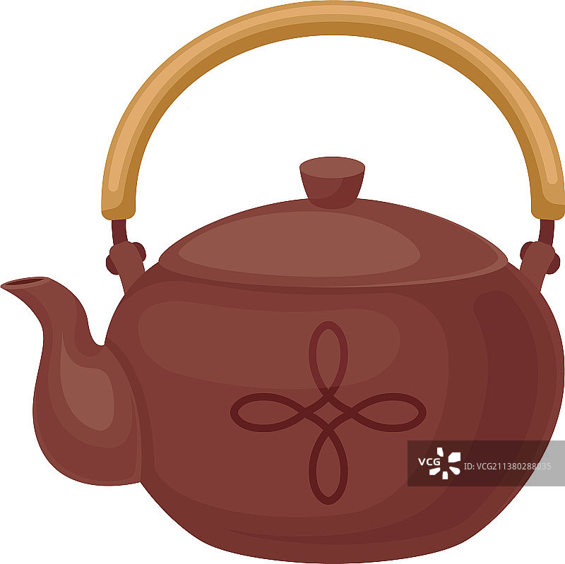 木制把手的陶制茶壶图片素材