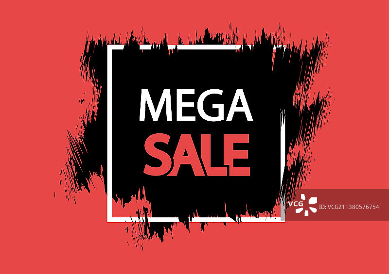 Mega sale垃圾广告横幅红黑白图片素材