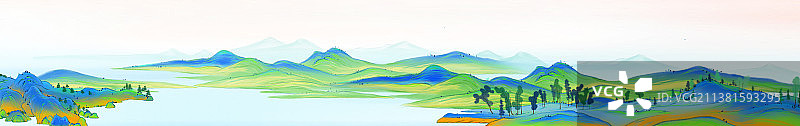 中国风抽象山水景观设计背景工笔山水图片素材
