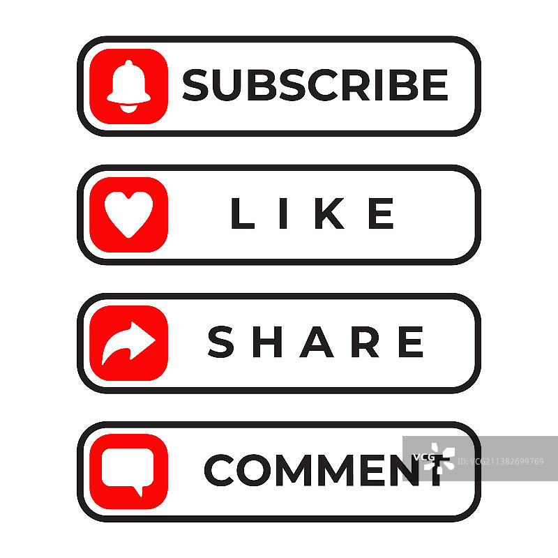 订阅，分享和评论按钮logo图片素材