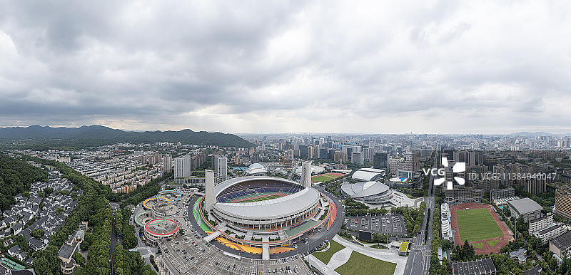 资料图：杭州黄龙体育中心，亚运场馆航拍全景图图片素材