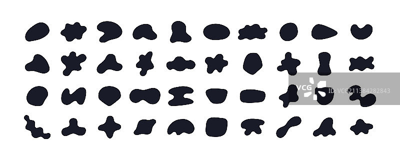 随机的黑色抽象形状集合的有机斑点图片素材