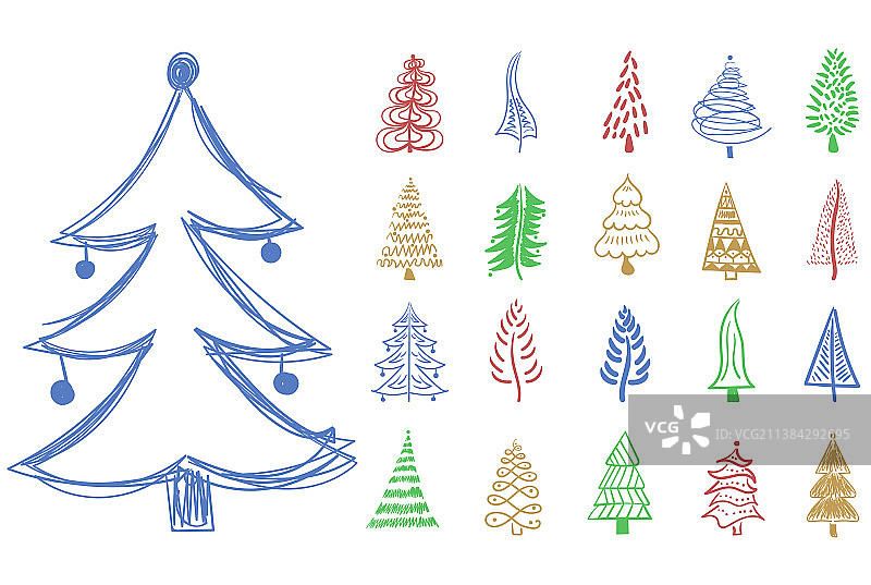 圣诞树，刷手涂鸦的新年图片素材