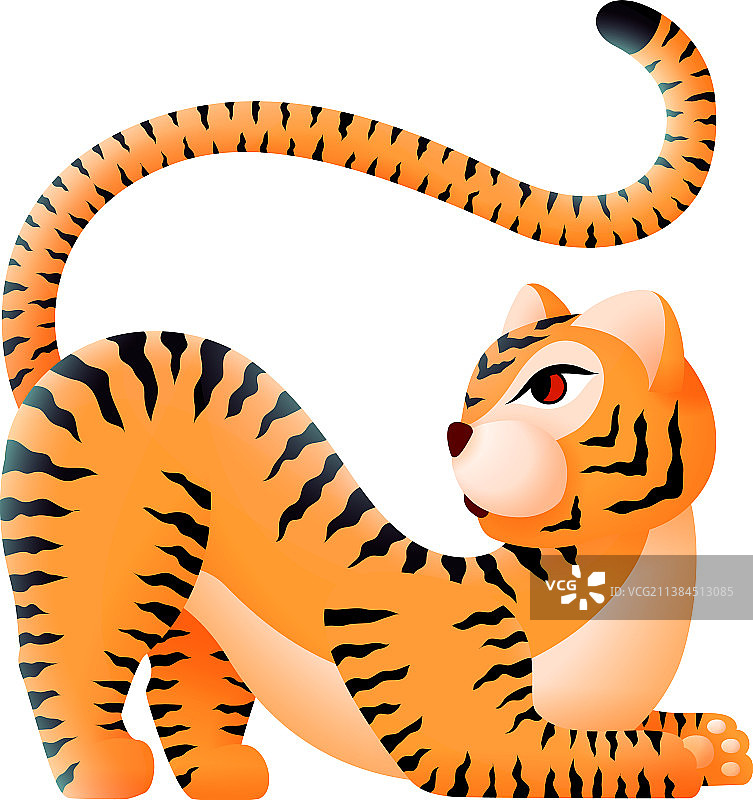 老虎在亚洲波西米亚风格的动物装饰图片素材