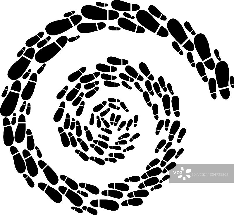 人类的脚印图标螺旋旋转马赛克图片素材